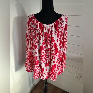 Women’s INC fuchsia print gauze long sleeve top